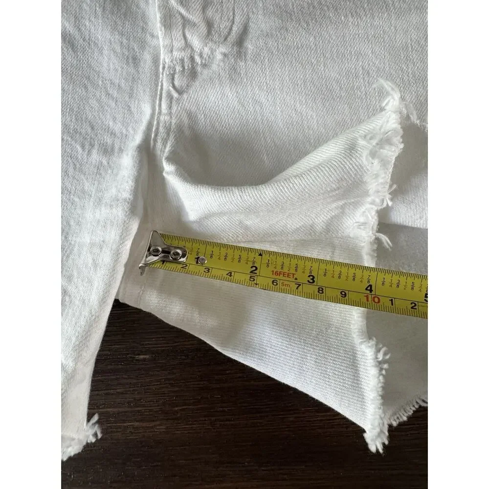 Citizens of Humanity Annabelle Long Shorts 25 Optic White Raw Hem EXCELLENT